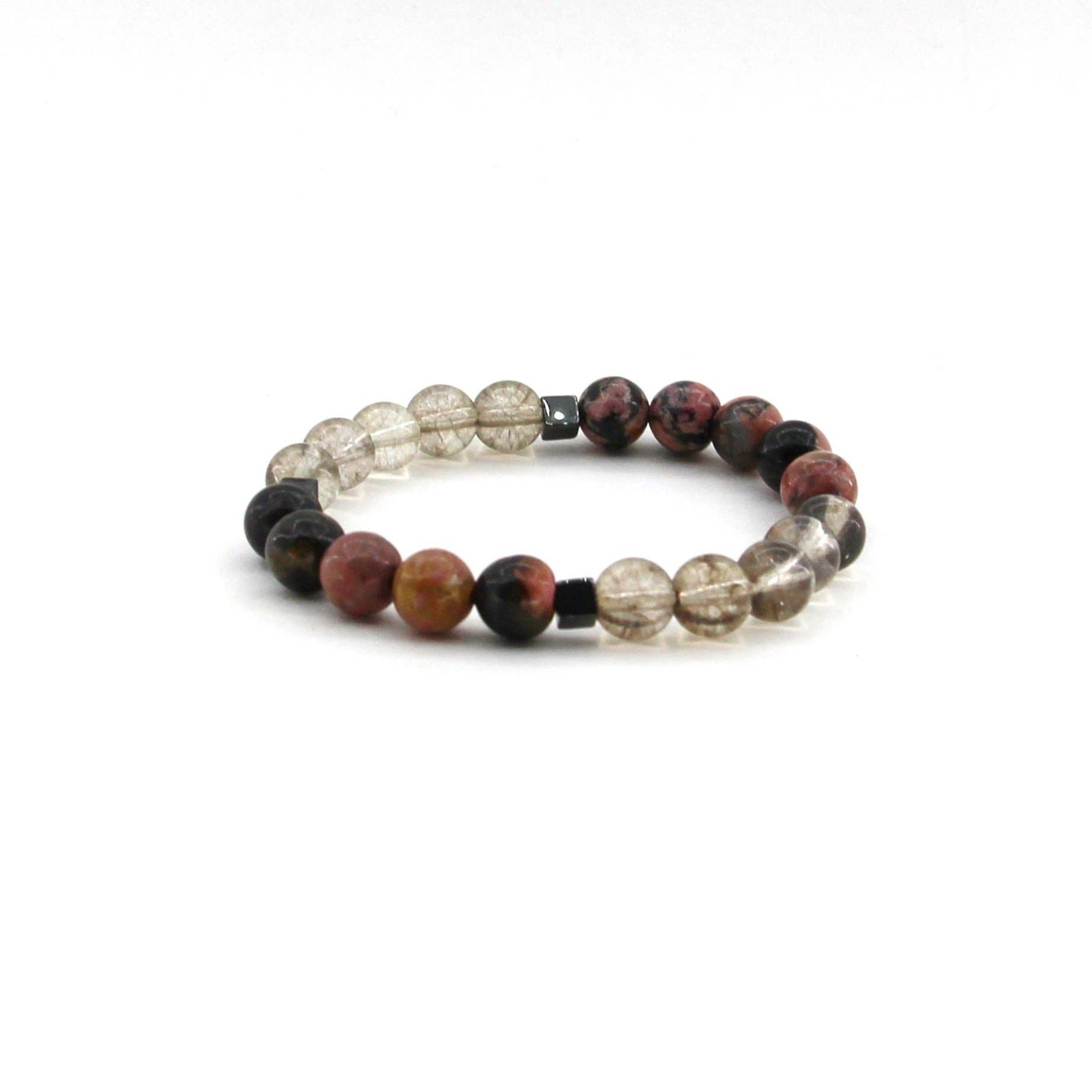 Compassion - Rhodonite, Smoky Quartz, Hematite  - Gemstone Bracelet