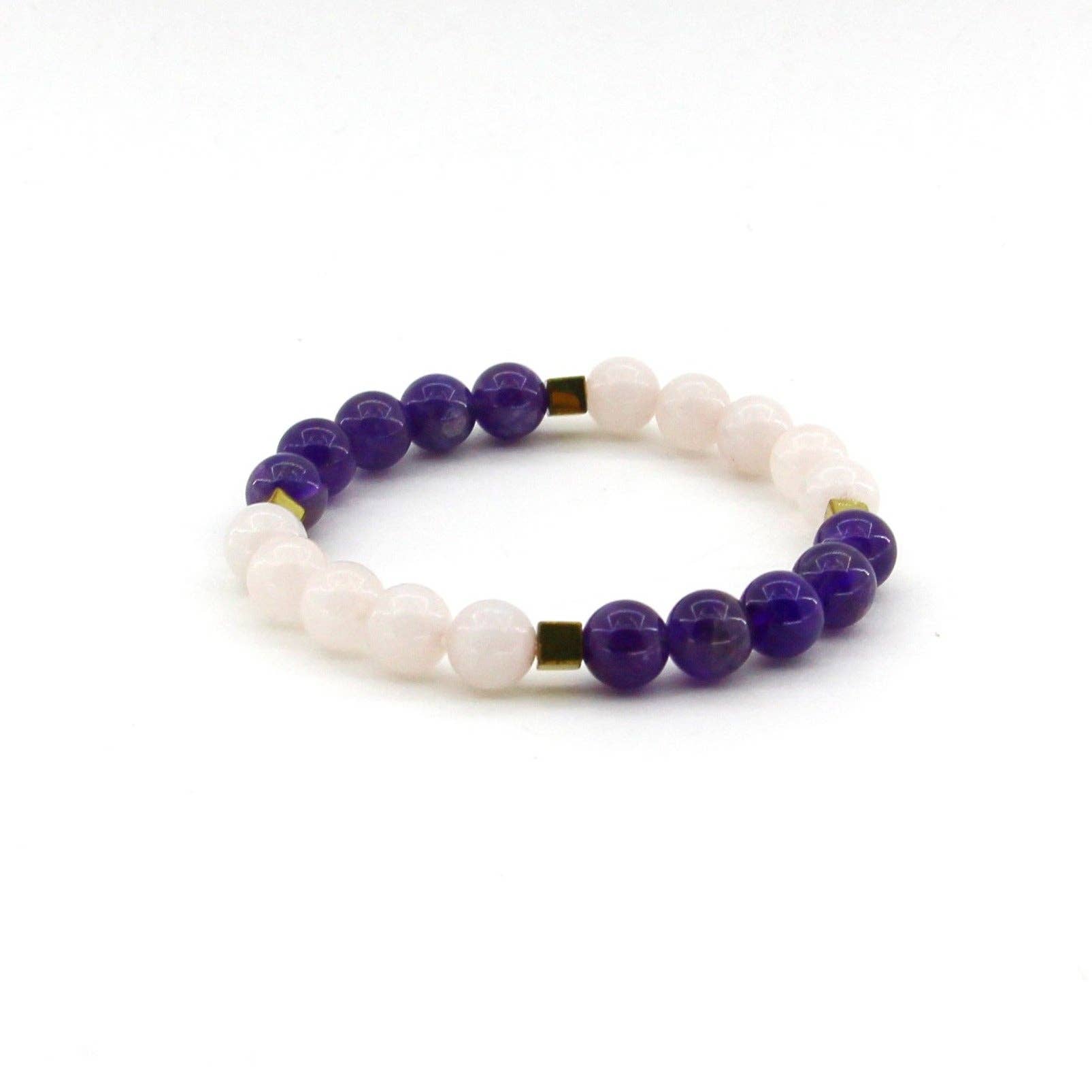 Anti Depression - Rose Quartz, Amethyst, Hematite - Gemstone Bracelet